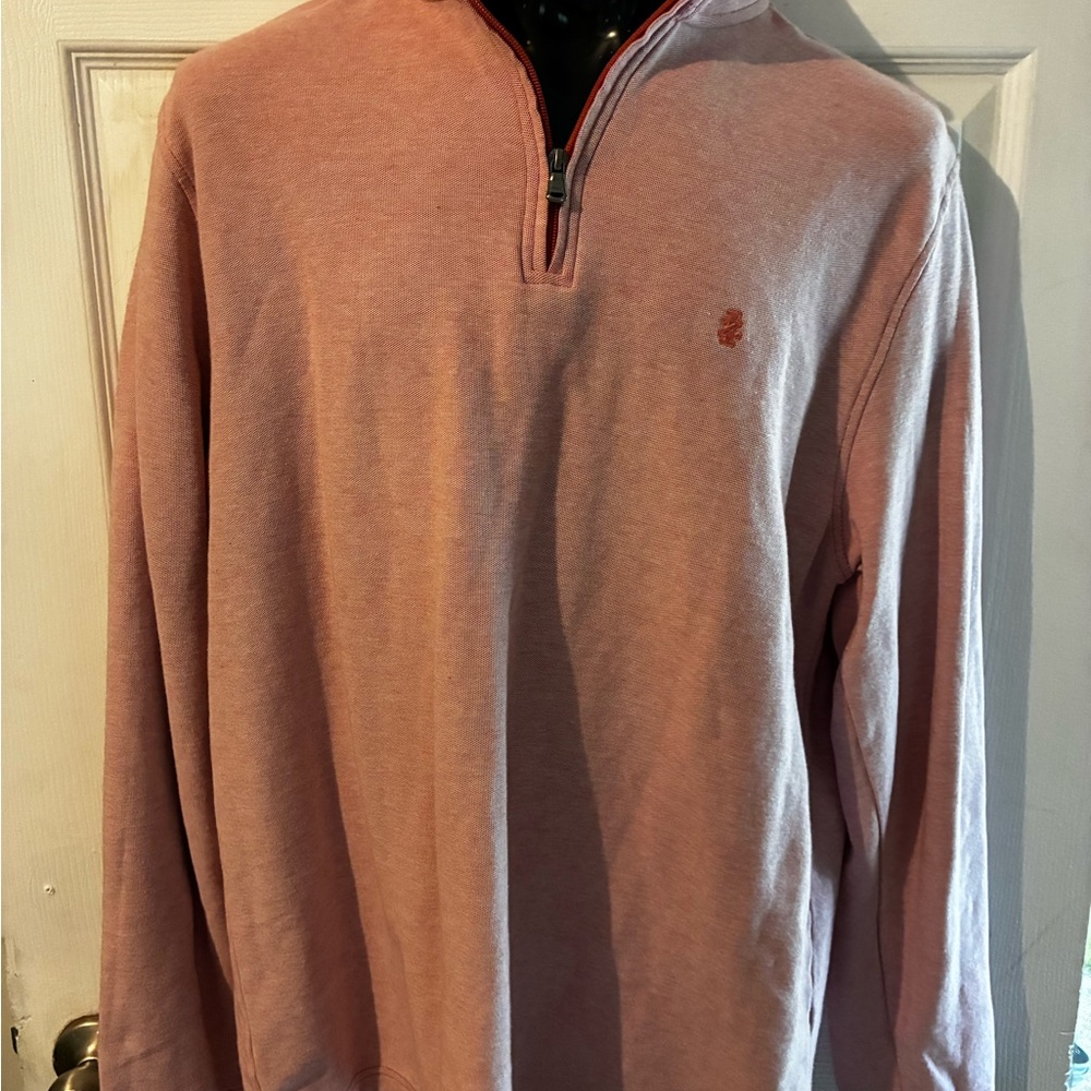Izod Coral Quarter-Zip Pullover with Contrast Trim